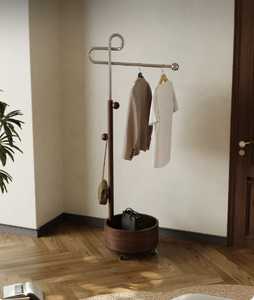 Porte-manteau moderne en fer avec banc <span class=keywords><strong>à</strong></span> chaussures réglable en hauteur pour salon, chambre, hôtels, auberges, hôpitaux - Product Image 1