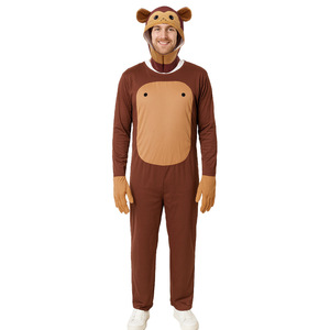 Disfraz de mono para adultos, talla única, con sombrero y guantes, para fiestas de Halloween y juegos de rol - Product Image 3