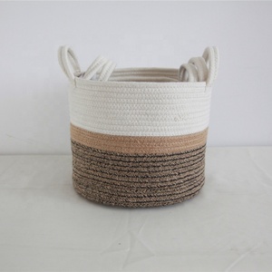 Cesta de algodón tejida con asa para niños, cesta de almacenamiento de juguetes para bebés - Product Image 1