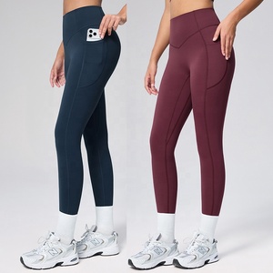 Pantalons de sport doux comme du beurre 2026 avec poches, leggings taille haute pour femmes, contrôle du ventre, pantalons de yoga, <span class=keywords><strong>collants</strong></span> extensibles dans les quatre sens - Product Image 1
