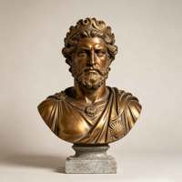 Buste de Poséidon en bronze patiné vintage, sculpture du dieu grec de la mer, statue d'art métallique classique masculine, ornement pour galerie intérieure ou hôtel