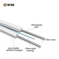 Cable de Fibra Óptica de Alta Calidad G652d en Rollo, Tipo Mariposa, 1.5mm OD, 1, 2, 4 Núcleos, FTTH, Certificado Corning TLC, OWIRE LSZH