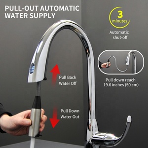 Ticari pirinç tek kolu aşağı çekin püskürtücü bahar mutfak lavabo musluğu krom altın çekin sensörü mutfak musluk - Product Image 2