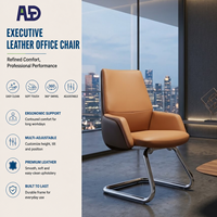Chaise de bureau exécutive moderne en cuir, ergonomique, avec base en traîneau chromée, chaise de conférence pour visiteurs, dossier mi-haut, siège d'attente pour invités