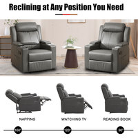 Canapés modernes pour salon, directement de l'usine, en cuir PU noir et gris, fauteuil inclinable électrique avec rangement, porte-gobelets et table