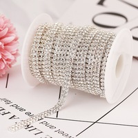 Chaînes en strass double rangée en gros SS6 SS8 SS12, chaînes en verre cristal pour vêtements et accessoires de robe de mariée