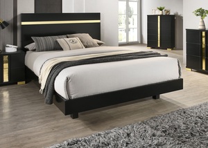 Lit de rangement King Size noir 1 pièce avec LED intégrées, cadre de lit moderne en acrylique, prêt pour matelas, mobilier de chambre doux - Product Image 6