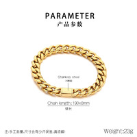 Bracelet cubain personnalisé en acier inoxydable, chaîne hip-hop robuste dorée avec fermoir boîte, bijoux pour homme personnalisés
