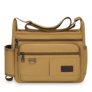 New Men's Casual <b>Canvas</b> Messenger <b>Bag</b> <b>Large</b> Capacity Fashionable Single Shoulder Business Crossbody <b>Bag</b> with Button for Summer - Product Image 1