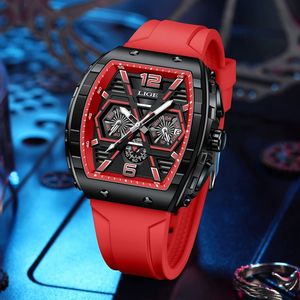 Reloj de cuarzo de lujo para hombre LIGE 89108, correa de silicona a la moda, resistente al agua, con fecha automática, calendario y esfera luminosa. - Product Image 3