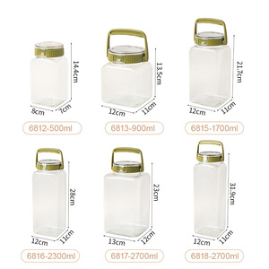 Storage Bottle With Handle Airtight Lid For <b>Tea</b> And Grain Rectangle Size L <b>Plastic</b> Lid - Product Image 5