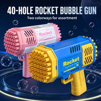 Pistolet à bulles spatial 40 trous pour enfants, lanceur de bulles d'extérieur sur le thème de l'espace avec deux coloris
