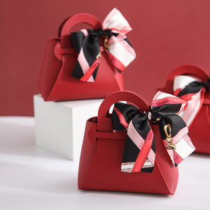 Custom Logo Recyclable Mini Leather Wedding Gift <b>Bag</b> Portable <b>Sweet</b> Favor Candy Box - Product Image 3