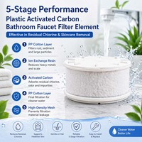 Purificateur d'eau pour robinet à 5 étapes, cartouche en fibre de carbone ACF, élimination du chlore, usage domestique, plastique, dropshipping, réduction sur les achats en gros