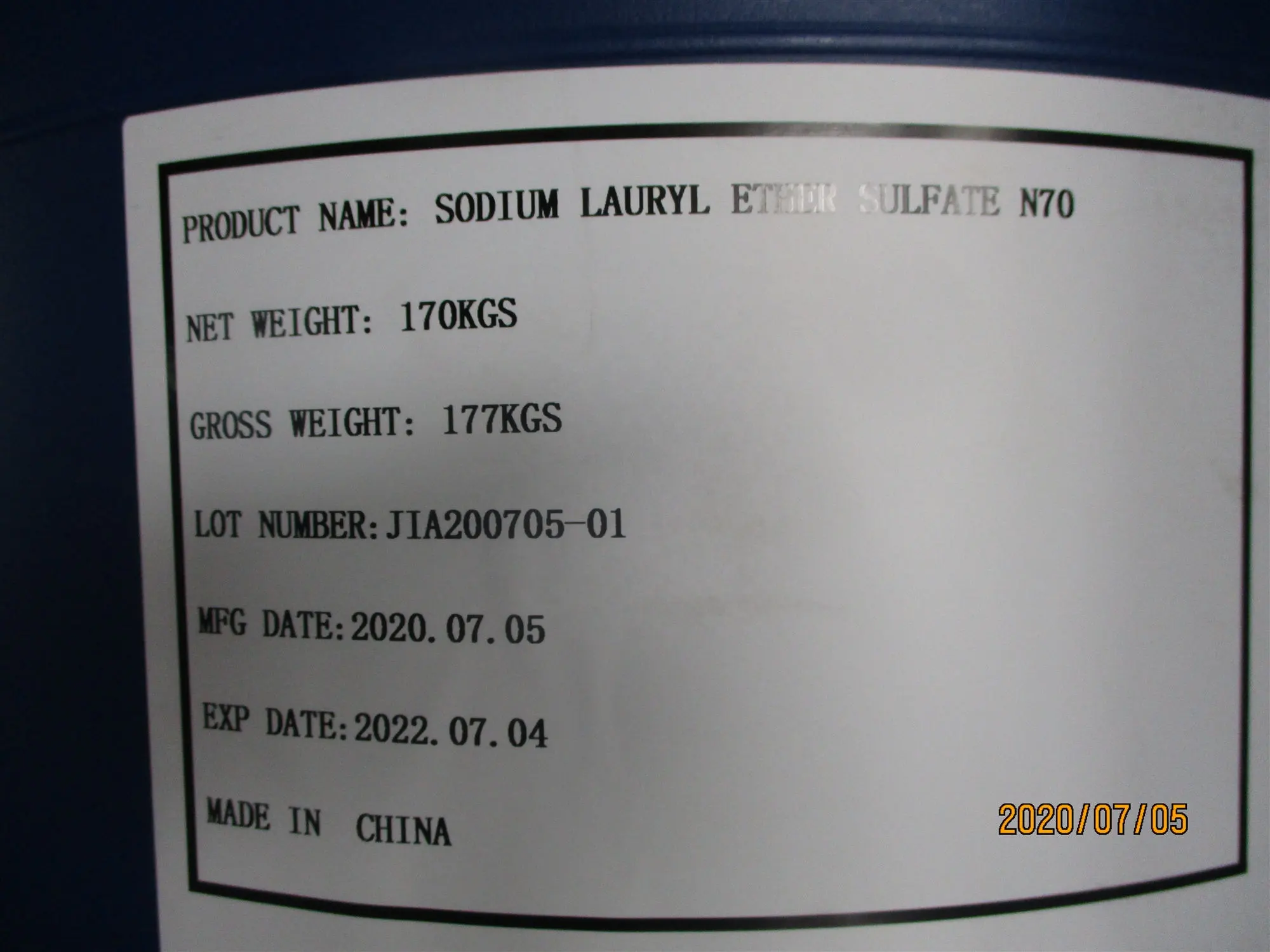 고품질 SLES 70% 나트륨 라우릴 에테르 황산염 CAS 68585-34-2 세제