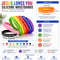 Bracelets en silicone chrétiens, Dieu t'aime, bracelets religieux