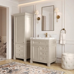 Traditional American Single Sink Beige <strong>Bathroom</strong> Vanity Set Luxury Freestanding <strong>Cabinet</strong> <strong>with</strong> <strong>Mirror</strong> Classic European Shaker Style - Product Image 6