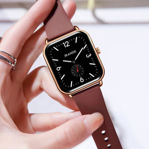 JRANDE H9308L-S女性用スクエアクォーツ時計合金ケースシリコンバンド防水ファッションミニマリストポインターダイヤル - Product Image 5