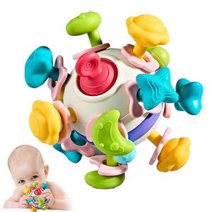 Juguetes para bebés recién nacidos <span class=keywords><strong>4</strong></span> en 1, juguete <span class=keywords><strong>de</strong></span> dentición <span class=keywords><strong>de</strong></span> silicona para bebés, pelota <span class=keywords><strong>de</strong></span> agarre manual, sonajero infantil, juguetes <span class=keywords><strong>de</strong></span> bola <span class=keywords><strong>de</strong></span> átomo <span class=keywords><strong>de</strong></span> Manhattan relajantes - Product Image 1