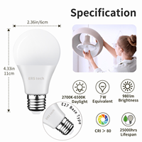 Ampoule LED d'intérieur ERStech AU Stock haute luminosité E27/B22D 7W, économie d'énergie, forme en T, éclairage électronique, certifiée CE, garantie 3 ans