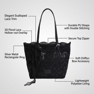 Sacs de mode en gros Tendance 2026 Sac fourre-tout en PU tressé grande capacité avec design ajouré en dentelle Sac à bandoulière tendance pour femme - Product Image 2