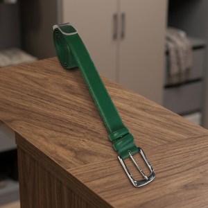 Cinturón de Vestir de Cuero Vacuno Genuino de Alta Calidad para Hombre, Color Verde, de Lujo, con Hebilla de Aleación, Reversible de Doble Color, 30 mm - Product Image 2