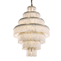 Lustre moderne rond ovale de grande taille pour escalier, en marbre, pour hall d'hôtel, lustre en albâtre naturel, luminaire de plafond