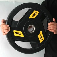 Compétition 5-25kg Logo personnalisé multicolore trois trous en fonte pas cher Gym pare-chocs en caoutchouc poids fractionnaire plaque de pile