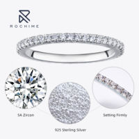 Bague de mariage minimaliste Rochime en argent sterling 925 plaqué rhodium avec zircone cubique, bijoux pour femmes