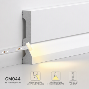 Zócalo Moderno de Poliestireno Blanco con Iluminación LED Indirecta para Aplicaciones Hoteleras - Product Image 4