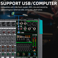 Console de mixage USB professionnelle OEM PA6 6 canaux avec effets de réverbération intégrés 256, mixeur audio professionnel