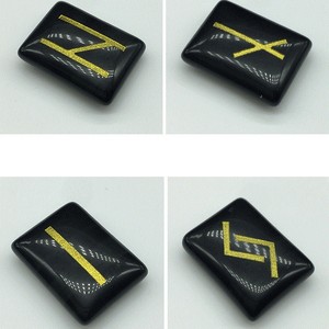 Ensemble de pierres en obsidienne <span class=keywords><strong>Rune</strong></span> noire naturelle feng shui, décoration intérieure - Product Image 6