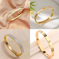 Bracelets empilables pour femmes, styles variés, en acier inoxydable plaqué or, étanches et inaltérables, vente en gros