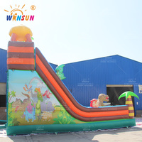 Toboggan aquatique gonflable commercial personnalisé en PVC, thème dinosaure, jouet d'extérieur pour enfants et adultes, couleur et logo personnalisables, 100-500 kg, 5-10 ans