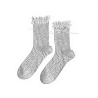 Chaussettes mi-mollet en dentelle pour femmes, style coréen, couleur unie, respirantes, fines, tricotées pour l'été