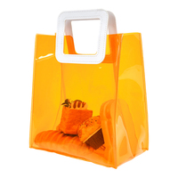 Sac en plastique transparent en PVC à fond carré avec logo personnalisé et poignée blanche pour vêtement Cadeau Cosmétique Shopping Emballage à bas quantité minimale de commande