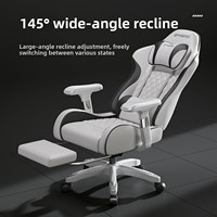 Chaise de jeu ergonomique moderne avec accoudoirs réglables, dossier inclinable, revêtement en cuir PU, base à cinq branches, roulettes et mousse haute élasticité
