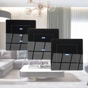 Nouveau standard de l'ue maison intelligente sans fil Tuya 1/2/3 Gang panneau en verre trempé écran tactile applique murale Wifi interrupteur intelligent avec griffe