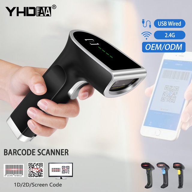 Commercial Wireless Manual Bar Code Reader Handheld 2D Barcode Scanner for Supermarket Warehouse Inventory