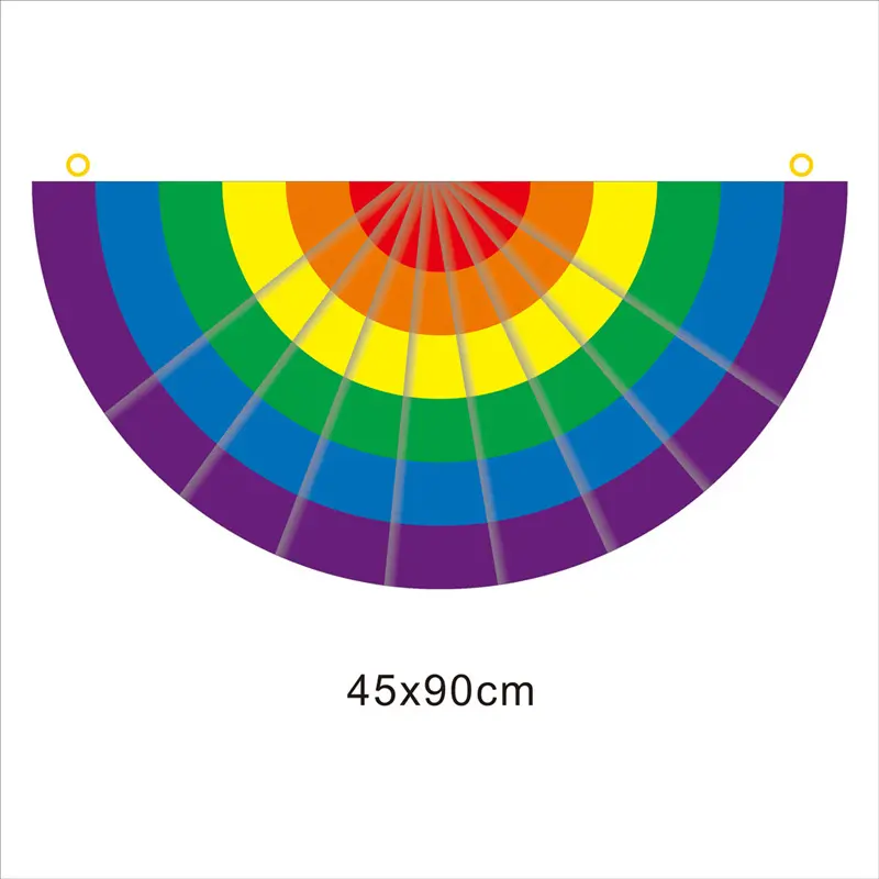 En gros Personnalisé 75D Polyester Matériel 4 Juillet Europa Rainbow Flag Plissé Avec Pas Cher