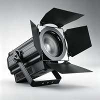 Projecteur Fresnel motorisé 200W à LED COB blanc chaud + blanc froid pour éclairage de scène, concert, théâtre
