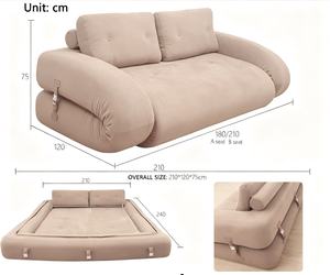 Sofá <span class=keywords><strong>Cama</strong></span> Plegable de Tela Color Caqui, Estilo Moderno, Diseño <span class=keywords><strong>Canguro</strong></span>, con Espuma y Vacío, Diseñado para Apartamentos Pequeños - Product Image 1