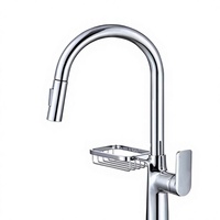 Robinet de cuisine en céramique à un trou et double sortie, eau froide et chaude, avec douchette extractible, vente en gros transfrontalière