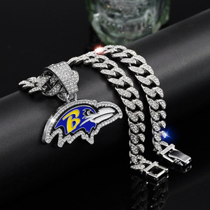 DALLAS COWBOYS GEM COLLAR Bling Hip Hop <span class=keywords><strong>NFL</strong></span> Fútbol Colgante Full Rhinestone Blue Star Collar Regalos Joyería - Product Image 2