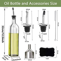 Lot de 4 flacons de cuisine rectangulaires en verre de 500 ml avec bouchon en liège et surface transparente pour huile d'olive