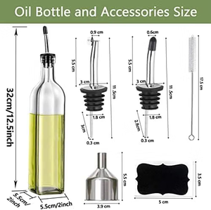 Juego de 4 Botellas de Vidrio Rectangulares de 17 oz <span class=keywords><strong>con</strong></span> Tapón de Corcho, Superficie Transparente, para Dispensar Aceite de Oliva en la Cocina - Product Image 3