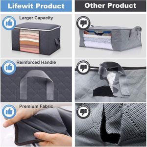 Moisture-Proof Dust-Proof Non-Woven Cotton Material Foldable Clothing Quilt <b>Storage</b> Box Minimalist Design for Home Bedroom Use - Product Image 6