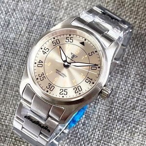 39 毫米 Tandorio <span class=keywords><strong>Pilot</strong></span> NH35 潜水豪华手表男士太阳纹银色 20 巴防水运动时钟蓝宝石玻璃卡其色表带 - Product Image 6