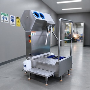 Station de lavage de chaussures à poste unique en acier inoxydable 304 avec tourniquet de désinfection des mains, station d'hygiène personnelle pour usine alimentaire - Product Image 1