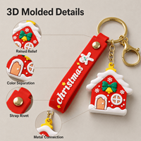 Llavero de PVC suave 2D 3D al por mayor para Navidad, con logotipo personalizado en relieve, de goma, OEM ODM para promoción global B2B de marcas